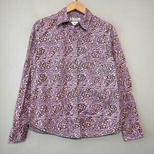 Columbia Top Size Medium Purple Cotton Button Up Shirt Cottage Gorpcore Preppy